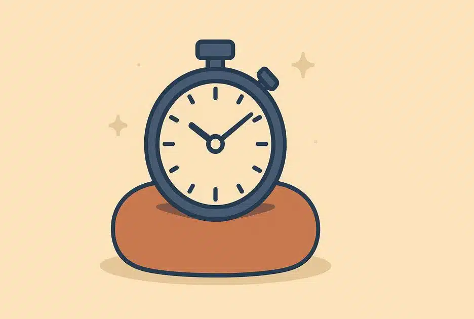 Meditation cushion with a stopwatch set to 2 minutes.