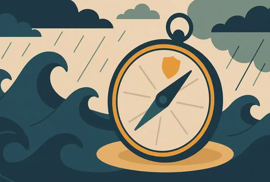 A compass whose needle points to