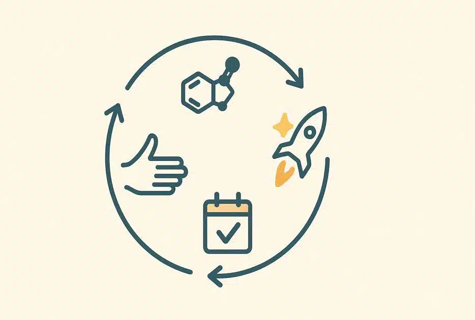 A simple circle that represents the steps