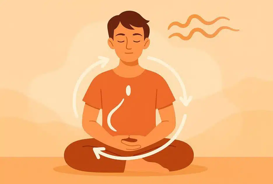 Symbol for constantly returning to breathing (arrows), even when deviation (restlessness) occurs.